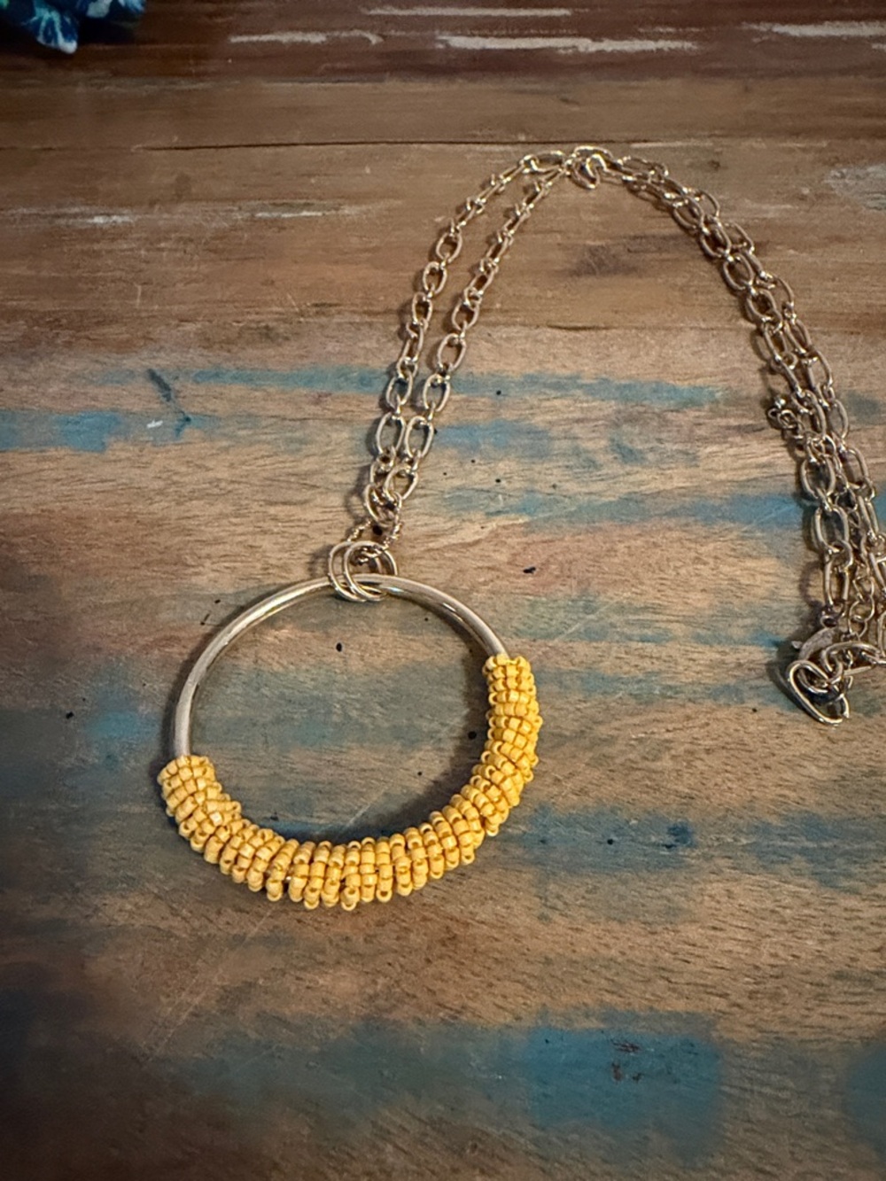 Lane Bryant Gold-Tone Hoop Necklace with Yellow Beads